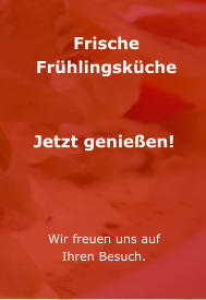 Frische Frühlingsküche    Jetzt genießen!     Wir freuen uns auf Ihren Besuch.
